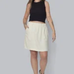 Saia Curta com Linho e Viscose